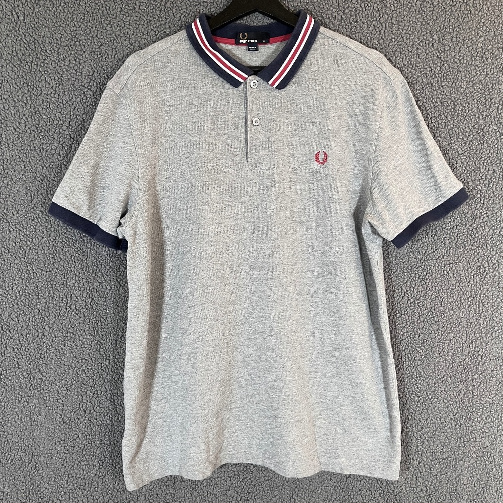 Fred Perry 100% Cotton Logo Polo Shirt - Men's Size XL - Gray